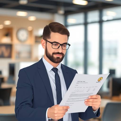 Illustration of a business owner submitting their business information online.